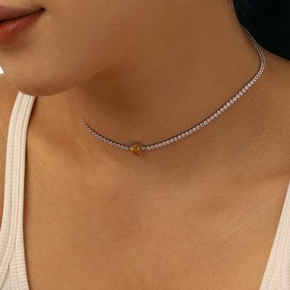 [LORA]1.0 carat Unique Pear Cut Tennis Necklace