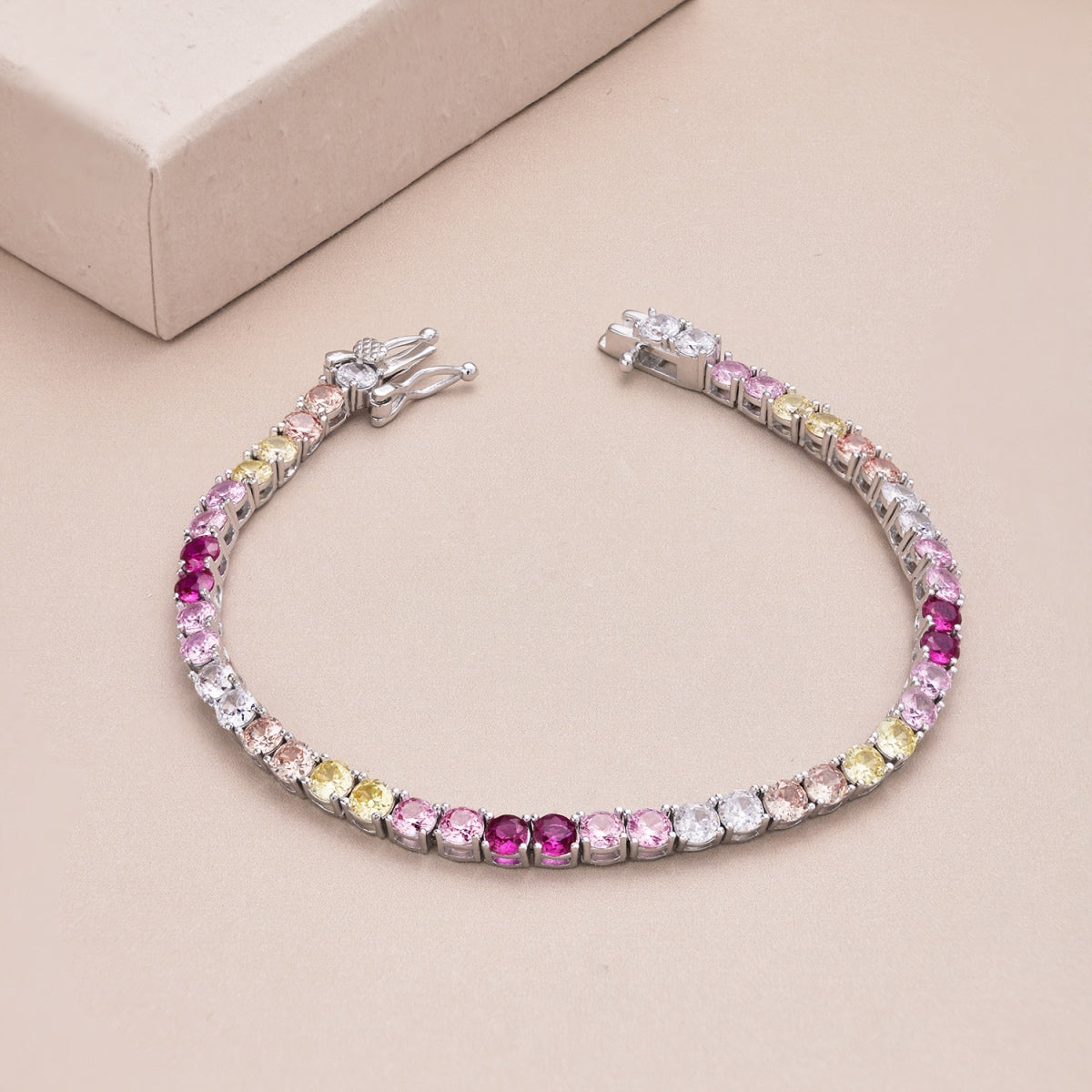 [LORA]Radiant Colorful Round Cut Tennis Bracelet