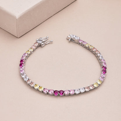 [LORA]Radiant Colorful Round Cut Tennis Bracelet