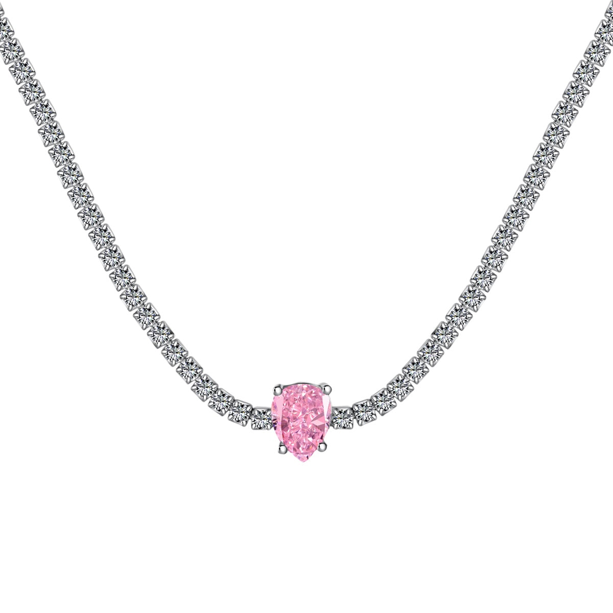 [LORA]1.0 carat Unique Pear Cut Tennis Necklace