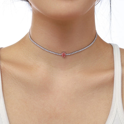 [LORA]1.0 carat Unique Pear Cut Tennis Necklace