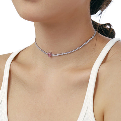 [LORA]1.0 carat Unique Pear Cut Tennis Necklace