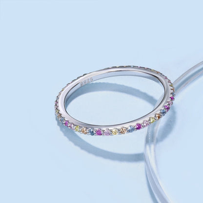 [LORA]Ornate Colorful Round Cut Tennis Ring
