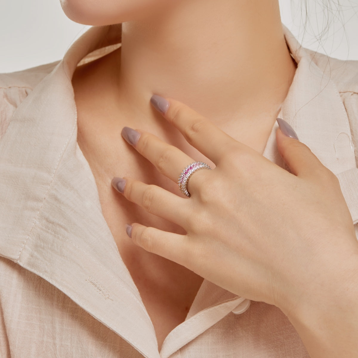 [LORA]Ornate Colorful Radiant Cut Daily Ring