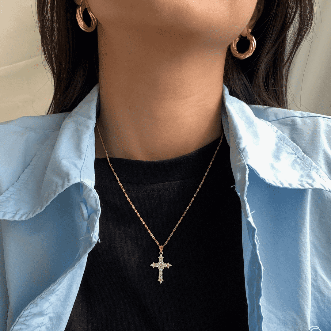 [LORA]Delicate Cross Shape Necklace