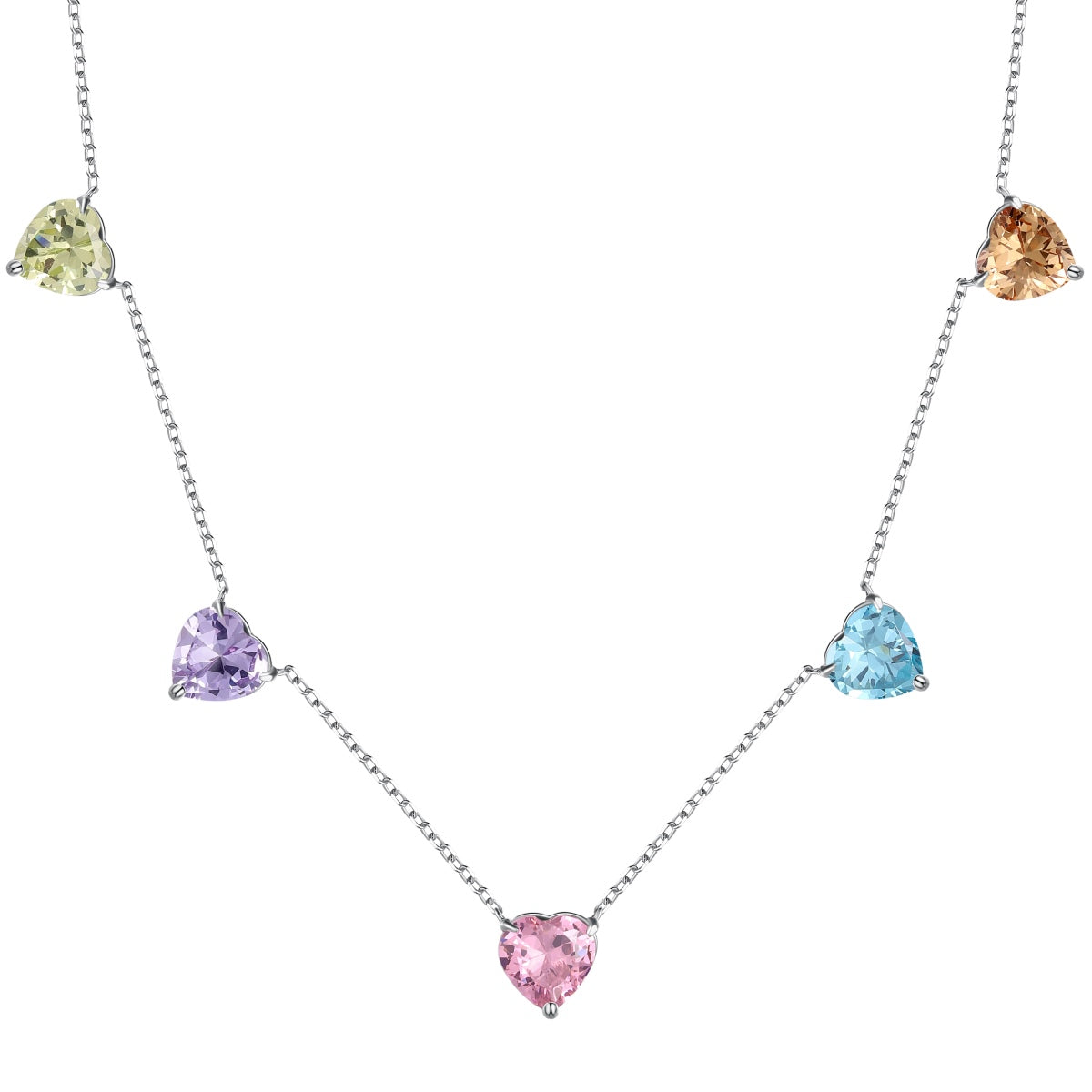 [LORA]Sparkling Colorful Heart Cut Necklace