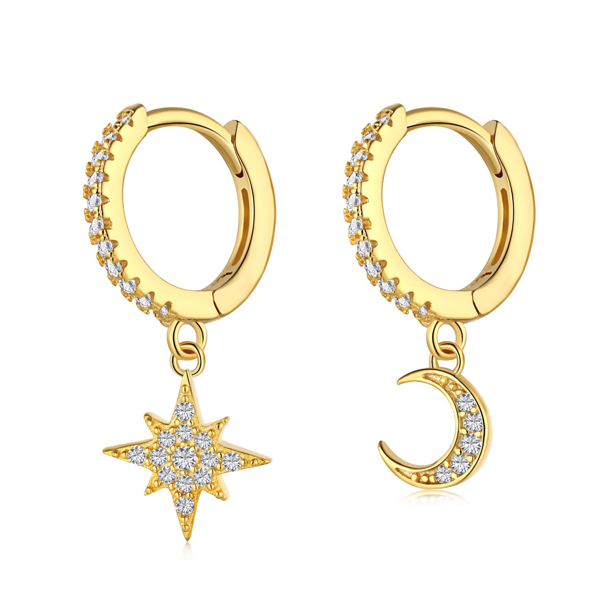 [LORA]Star and Moon Asymmetric Earrings