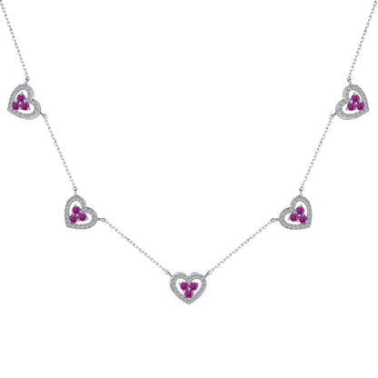 [LORA]Sparkling Five Heart Necklace