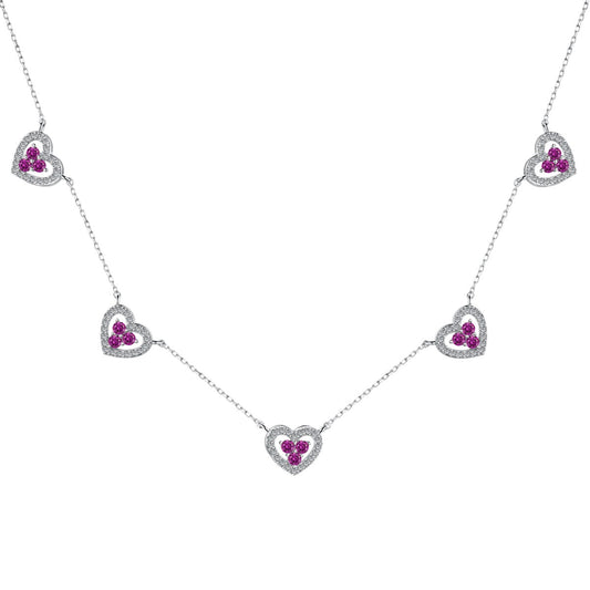 [LORA]Sparkling Five Heart Necklace