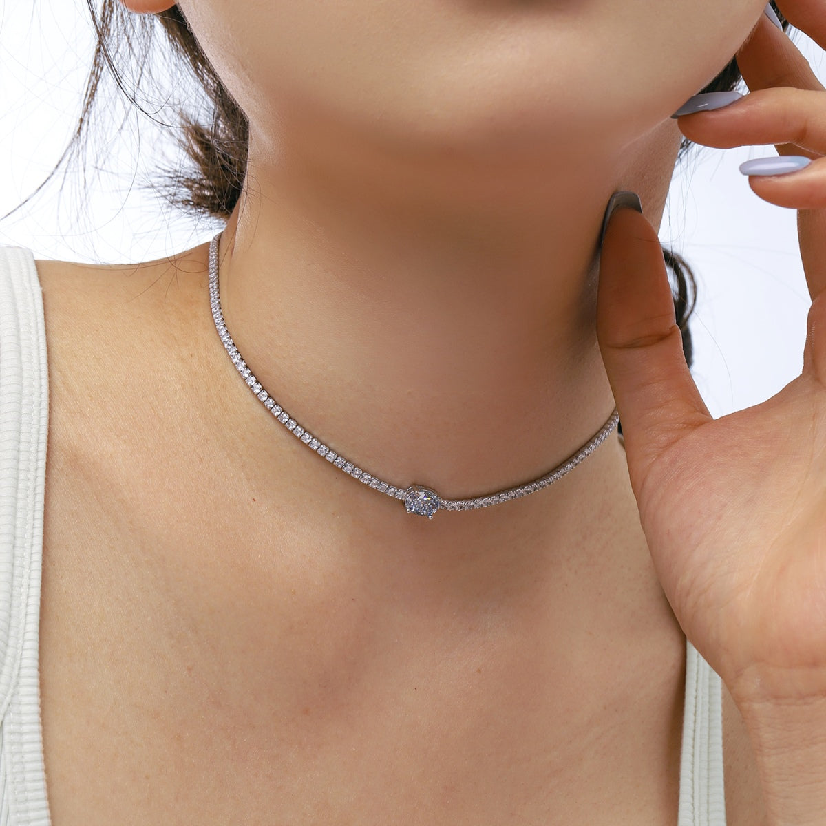 [LORA]1.0 Carat Shining Oval Cut Necklace