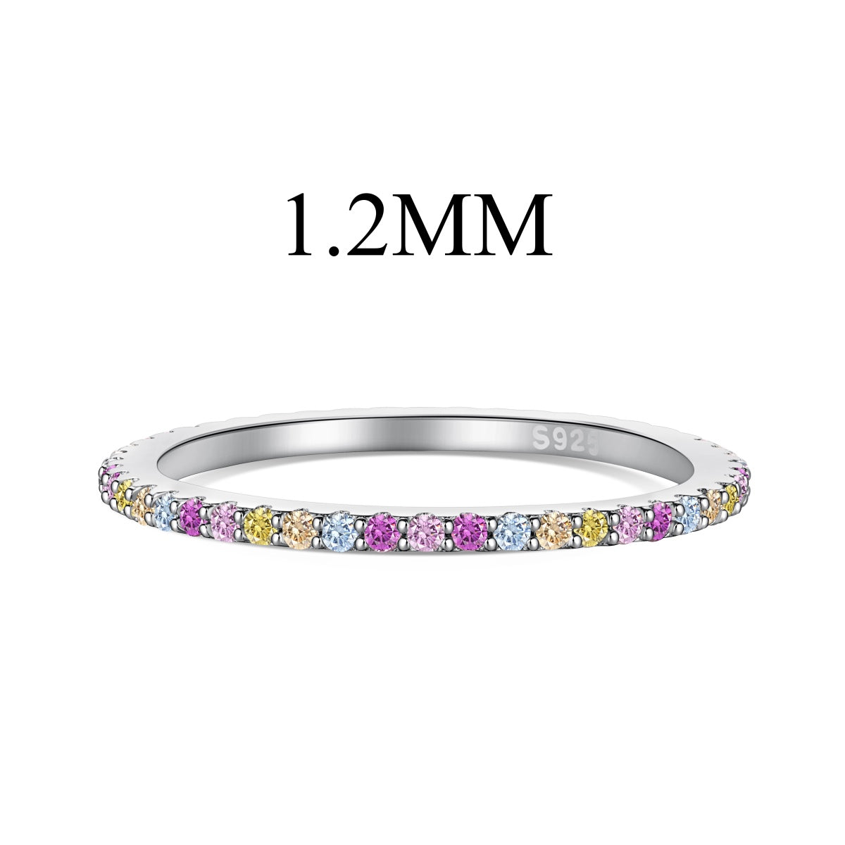 [LORA]Ornate Colorful Round Cut Tennis Ring