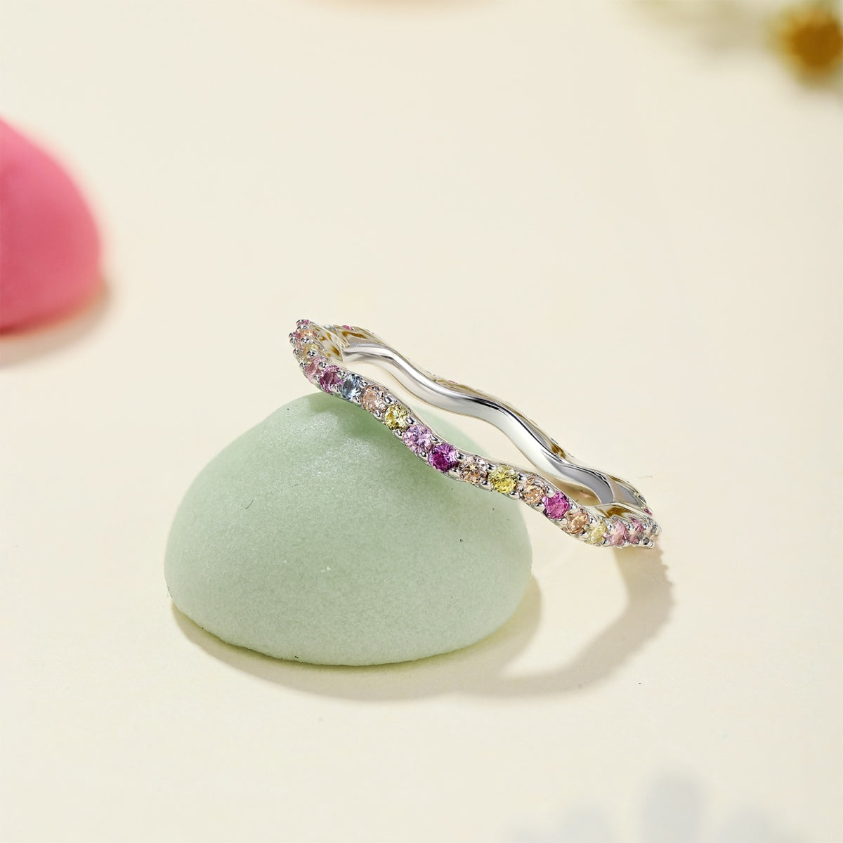 [LORA]Dainty Colorful Round Cut Party Ring