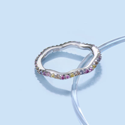 [LORA]Dainty Colorful Round Cut Party Ring