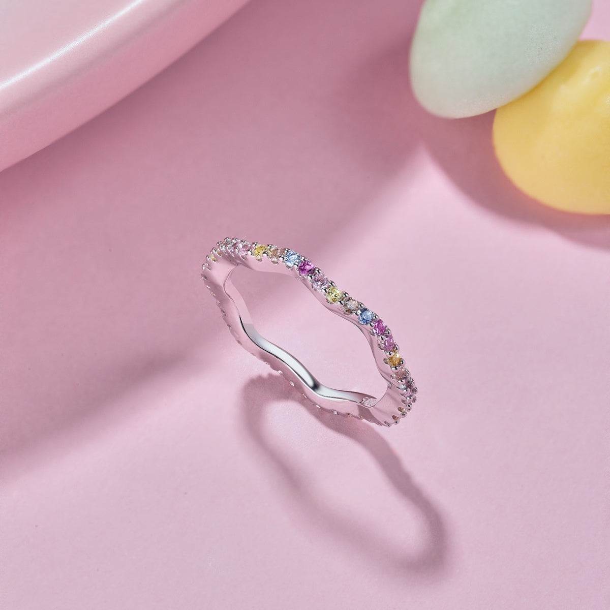 [LORA]Dainty Colorful Round Cut Party Ring