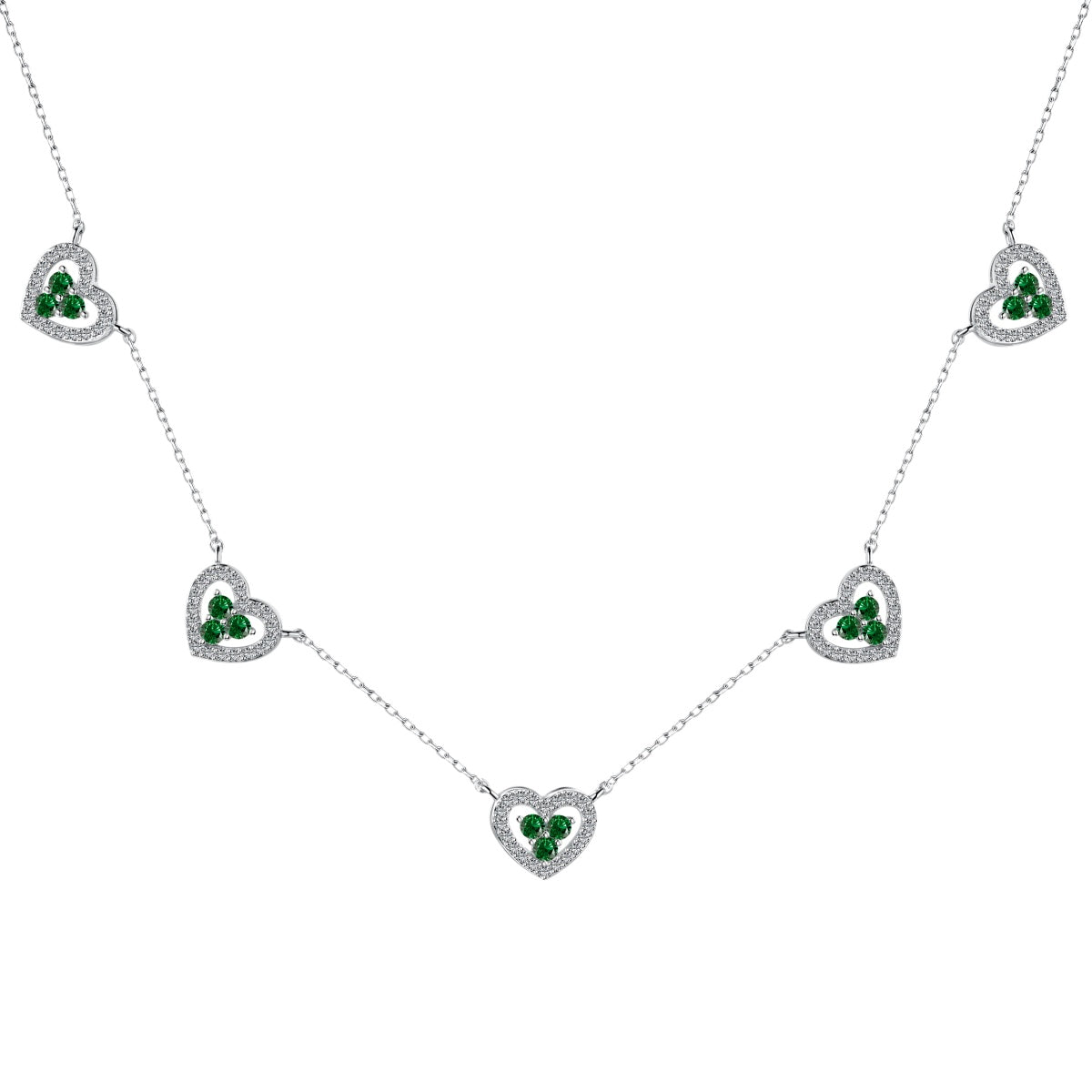 [LORA]Sparkling Five Heart Necklace