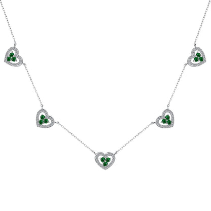 [LORA]Sparkling Five Heart Necklace