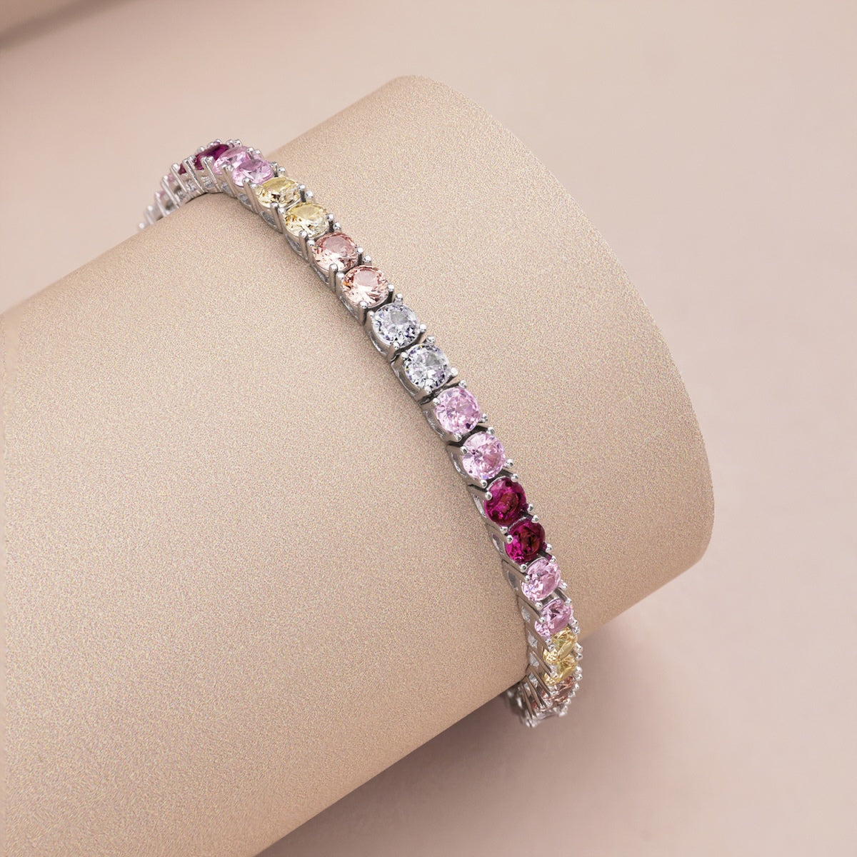 [LORA]Radiant Colorful Round Cut Tennis Bracelet