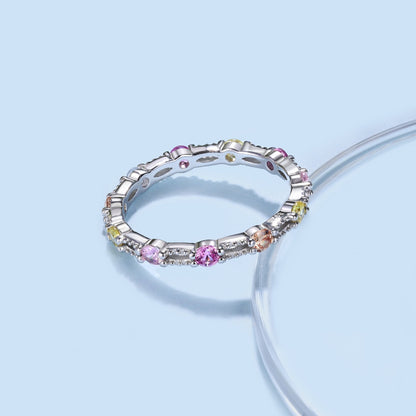 [LORA]Sparkling Colorful Round Cut Tennis Ring