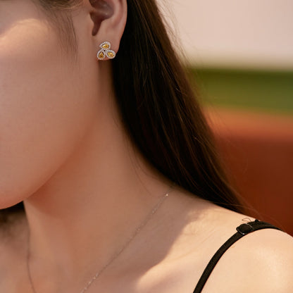 [LORA]Ornate Flower Shape Pear Cut Lover Earrings