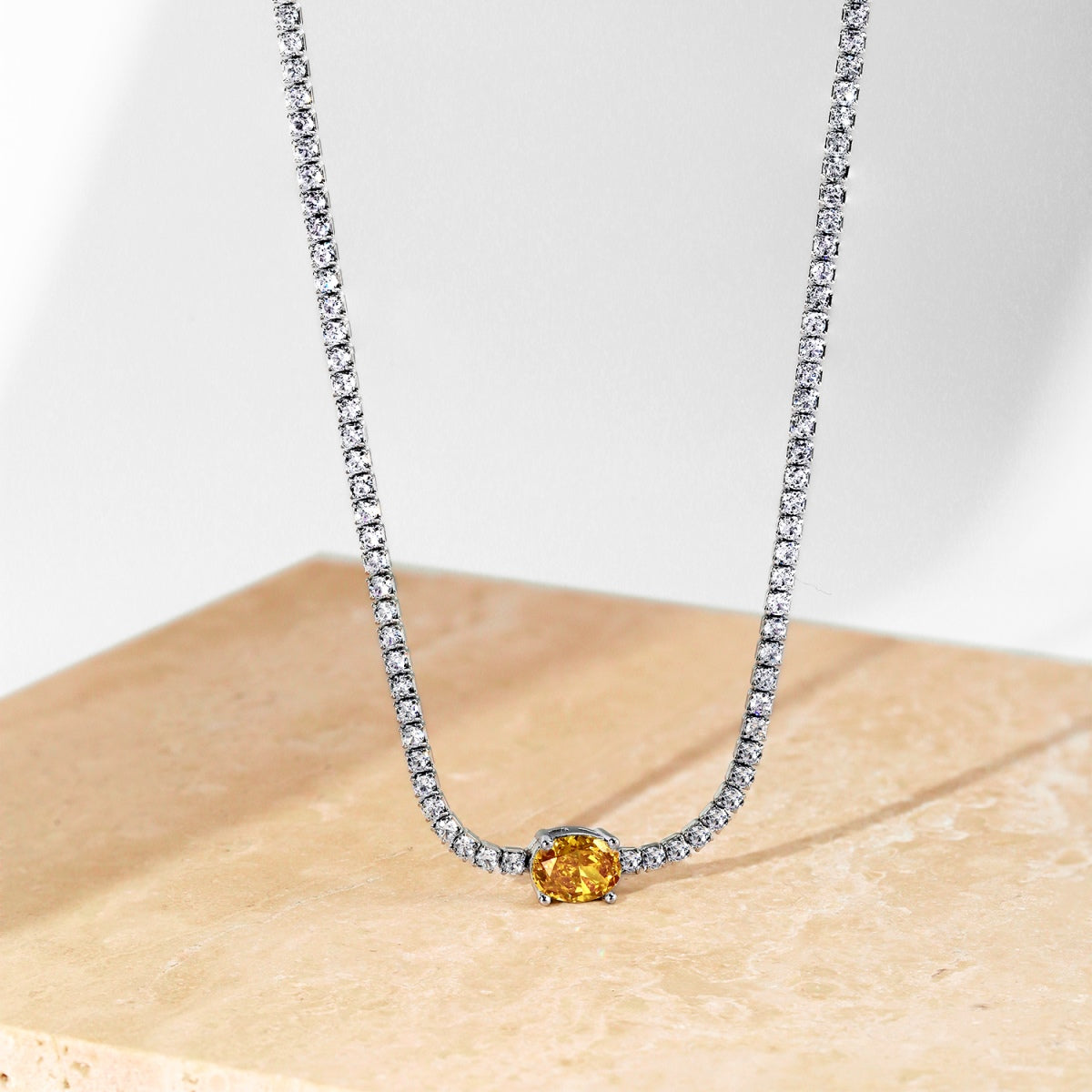 [LORA]1.0 Carat Shining Oval Cut Necklace
