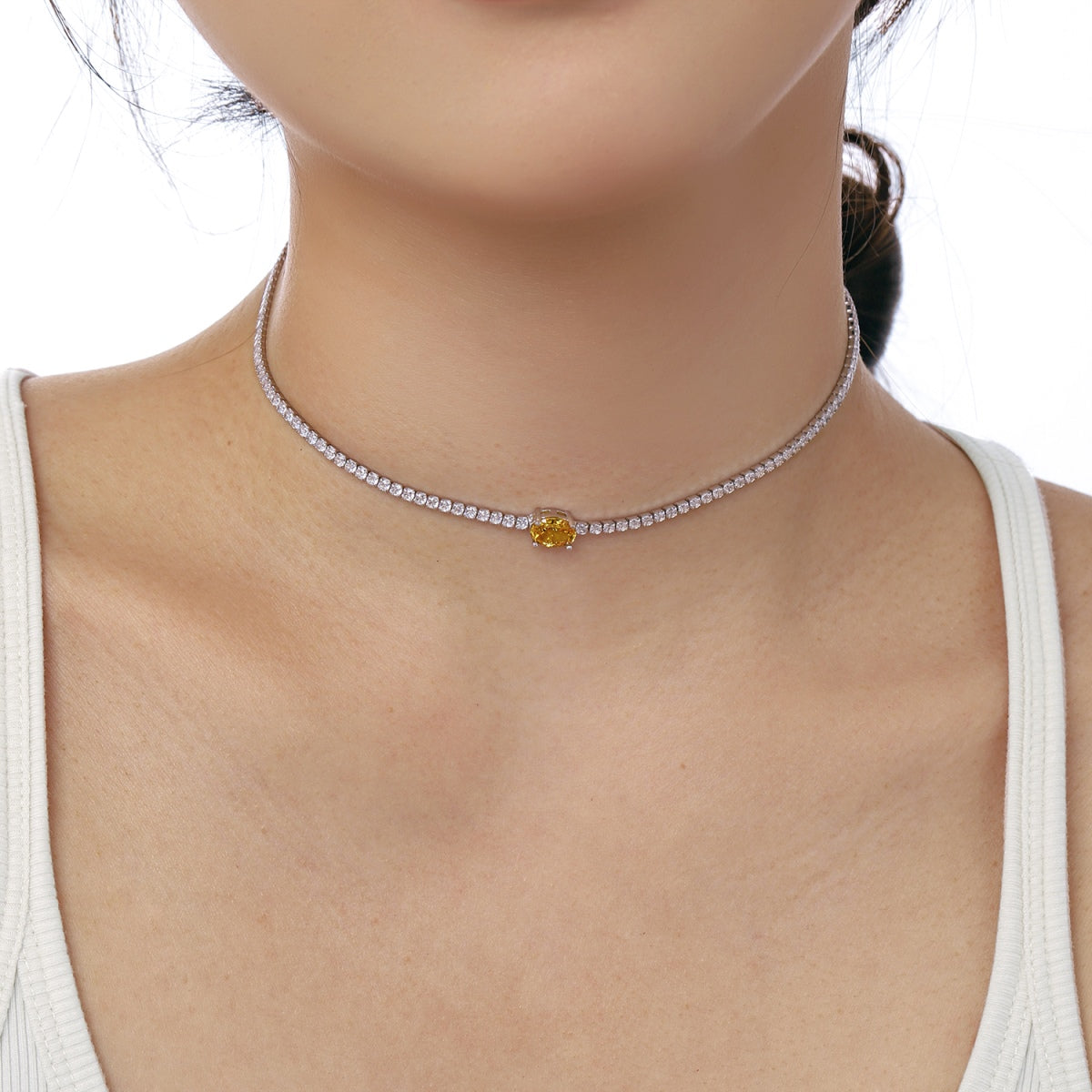 [LORA]1.0 Carat Shining Oval Cut Necklace