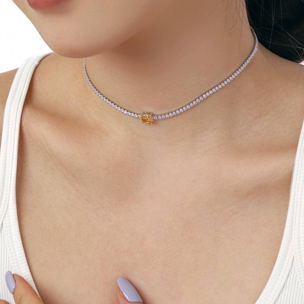 [LORA]1.0 Carat Shining Oval Cut Necklace