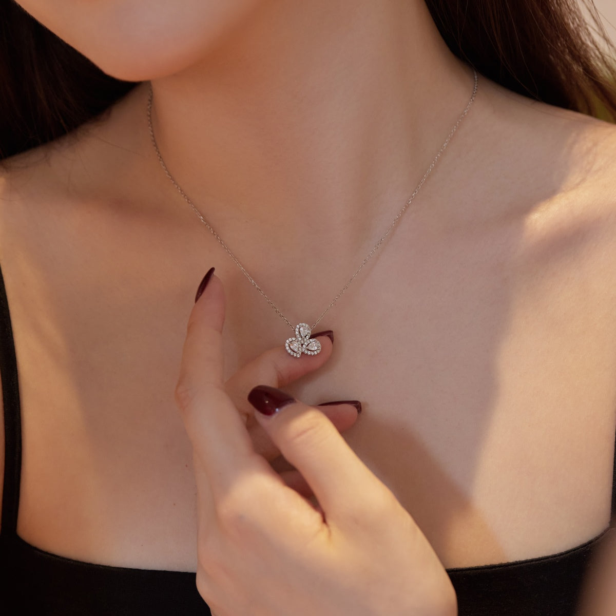 [LORA]Elegant Flower Shape Pear Cut Necklace