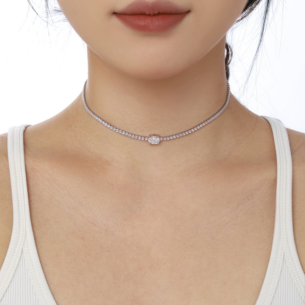 [LORA]1.0 Carat Shining Oval Cut Necklace