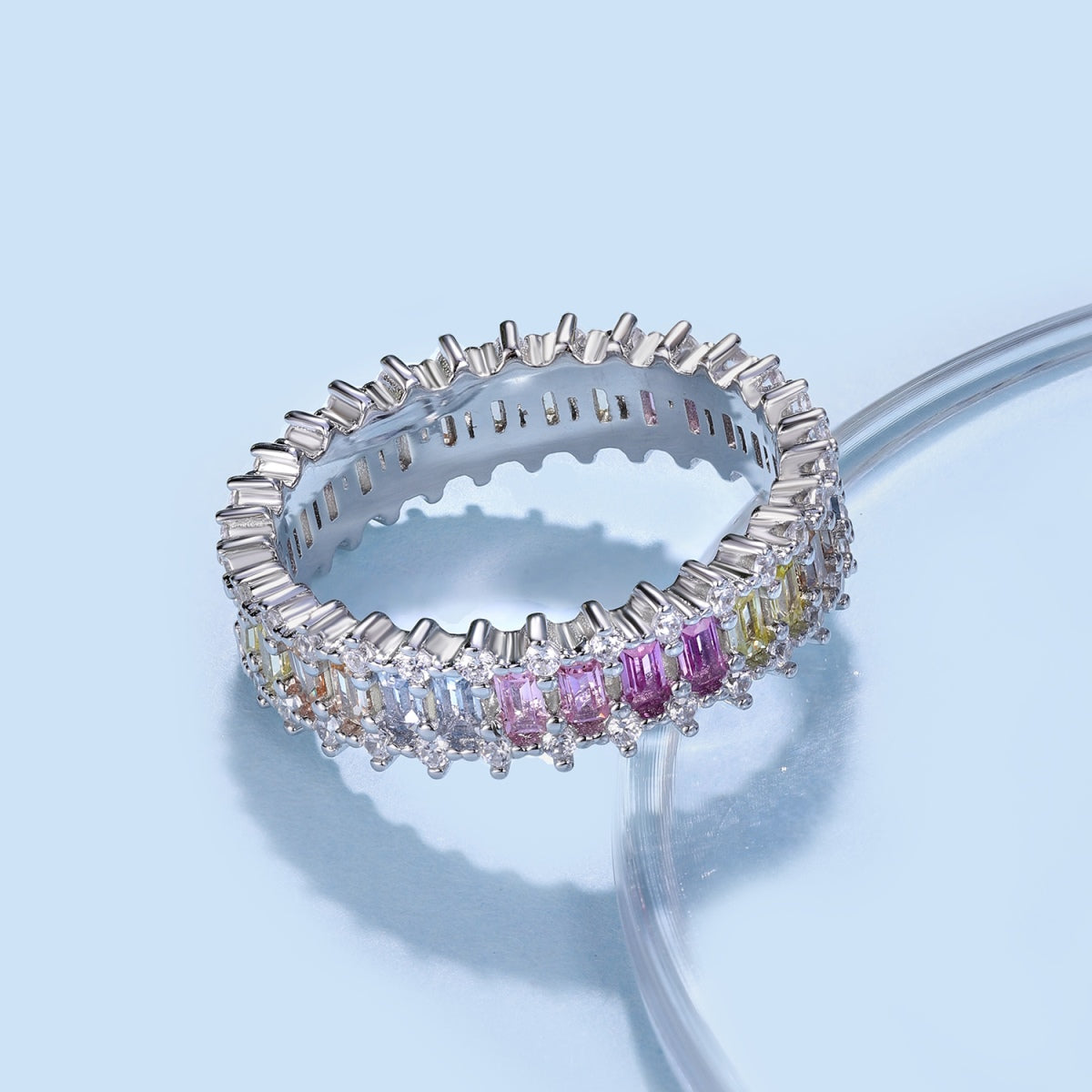 [LORA]Splashy Ornate Emerald Cut Cocktail Ring