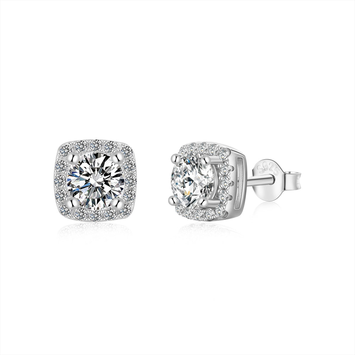 [LORA]Classic Round Center Stone Stud Earrings