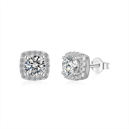 [LORA]Classic Round Center Stone Stud Earrings