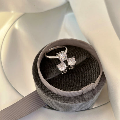 [LORA]1.0 Carat Radiant Princess Cut Wedding Earrings