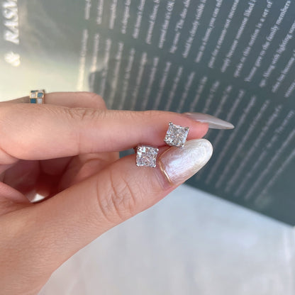 [LORA]1.0 Carat Radiant Princess Cut Wedding Earrings