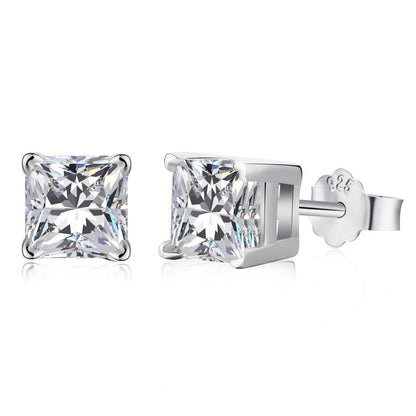 [LORA]1.0 Carat Radiant Princess Cut Wedding Earrings