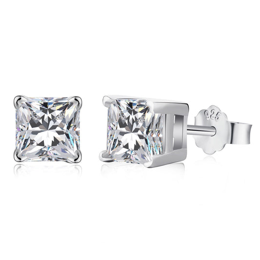 [LORA]1.0 Carat Radiant Princess Cut Wedding Earrings