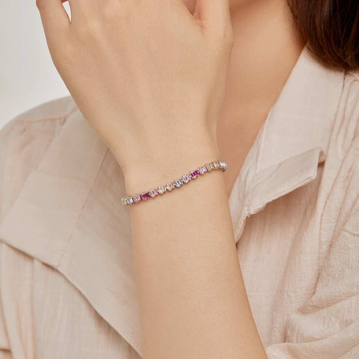 [LORA]Delicate Colorful Emerald Cut Party Bracelet