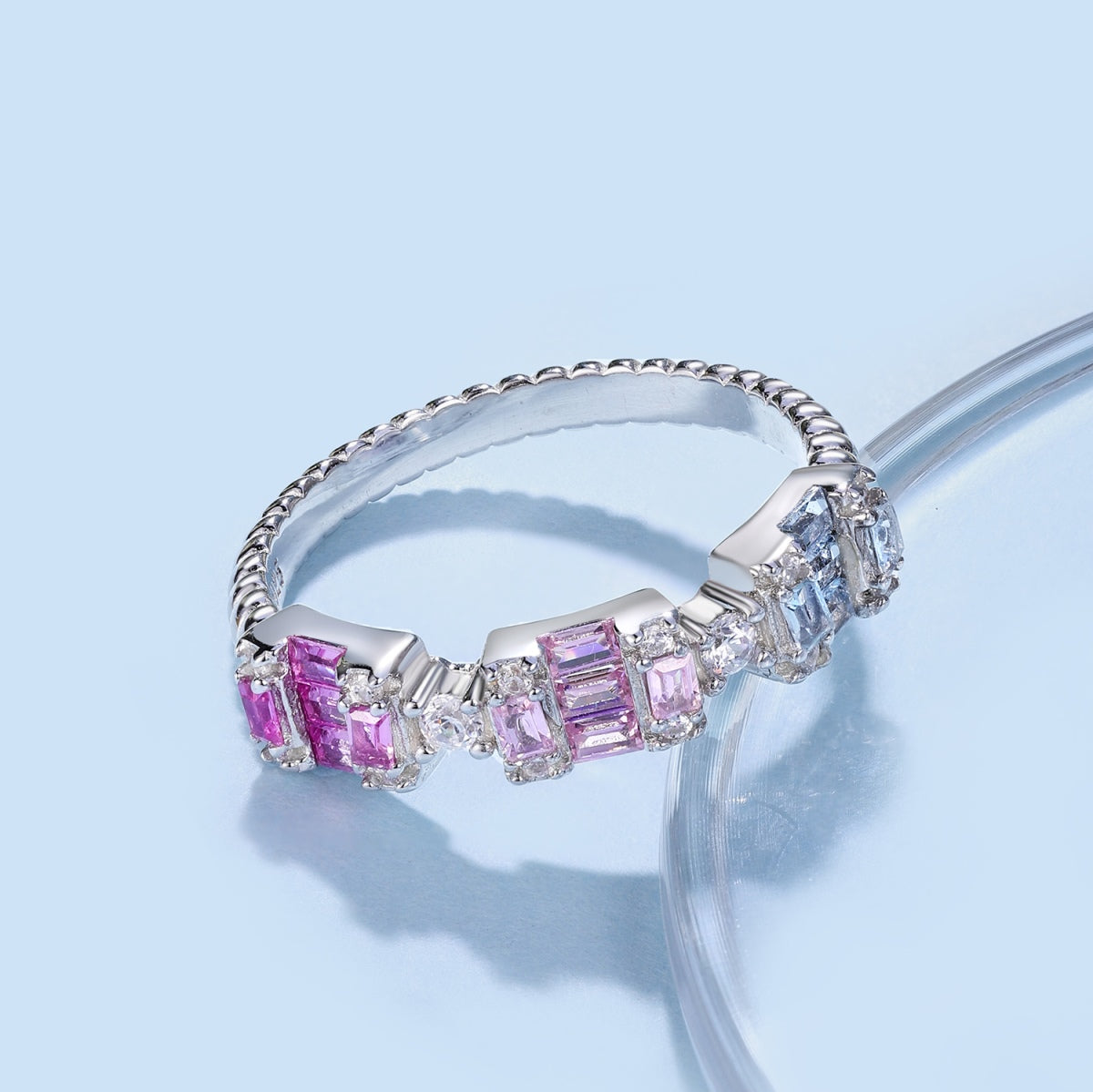 [LORA]Unique Colorful Emerald Cut Party Ring