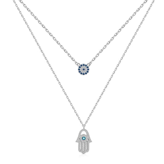 [LORA]Demon Eye Hamsa Palm Necklace
