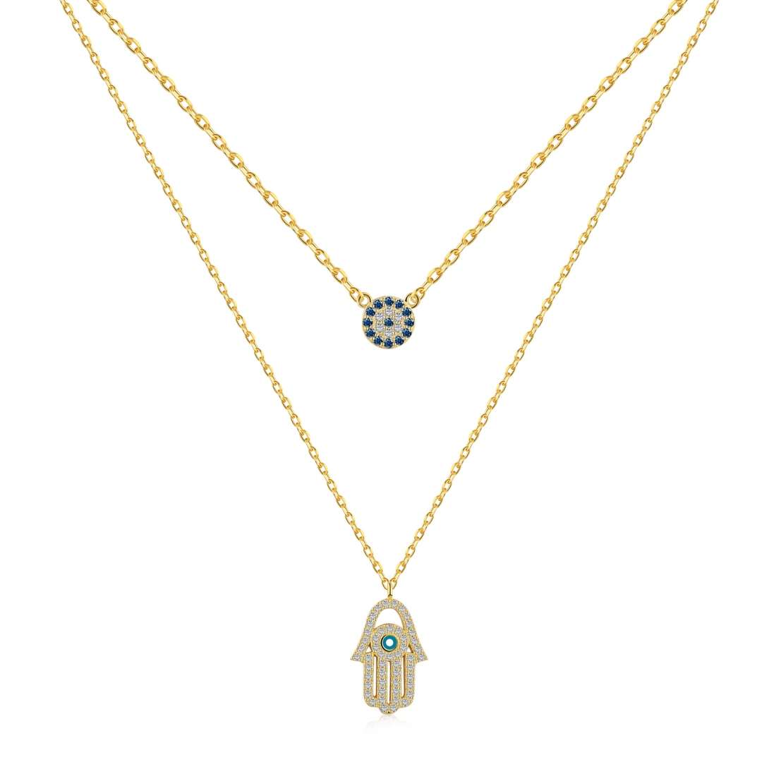 [LORA]Demon Eye Hamsa Palm Necklace
