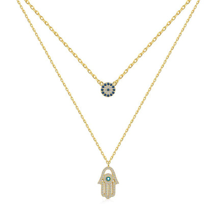 [LORA]Demon Eye Hamsa Palm Necklace