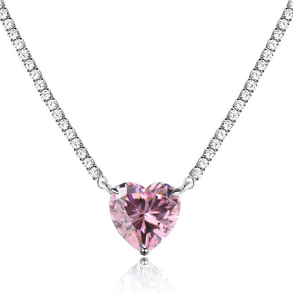 [LORA]8.0 Carat Versatile Colorful Sweet Heart-Shaped Tennis Necklace