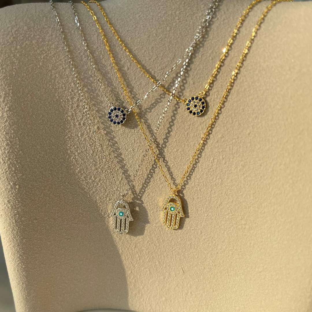 [LORA]Demon Eye Hamsa Palm Necklace
