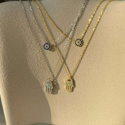 [LORA]Demon Eye Hamsa Palm Necklace