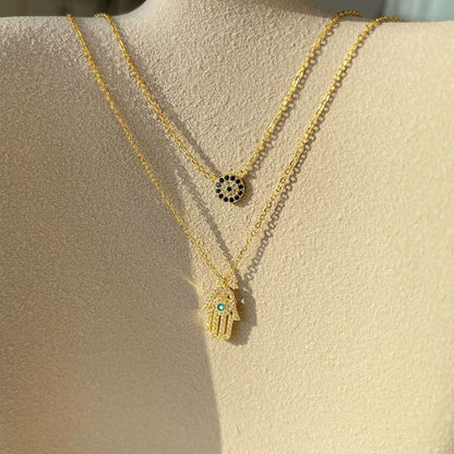 [LORA]Demon Eye Hamsa Palm Necklace