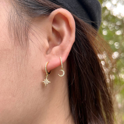 [LORA]Star and Moon Asymmetric Earrings