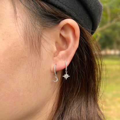 [LORA]Star and Moon Asymmetric Earrings