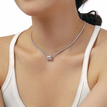 [LORA]4.0 Carat Elegant Radiant Cut Necklace