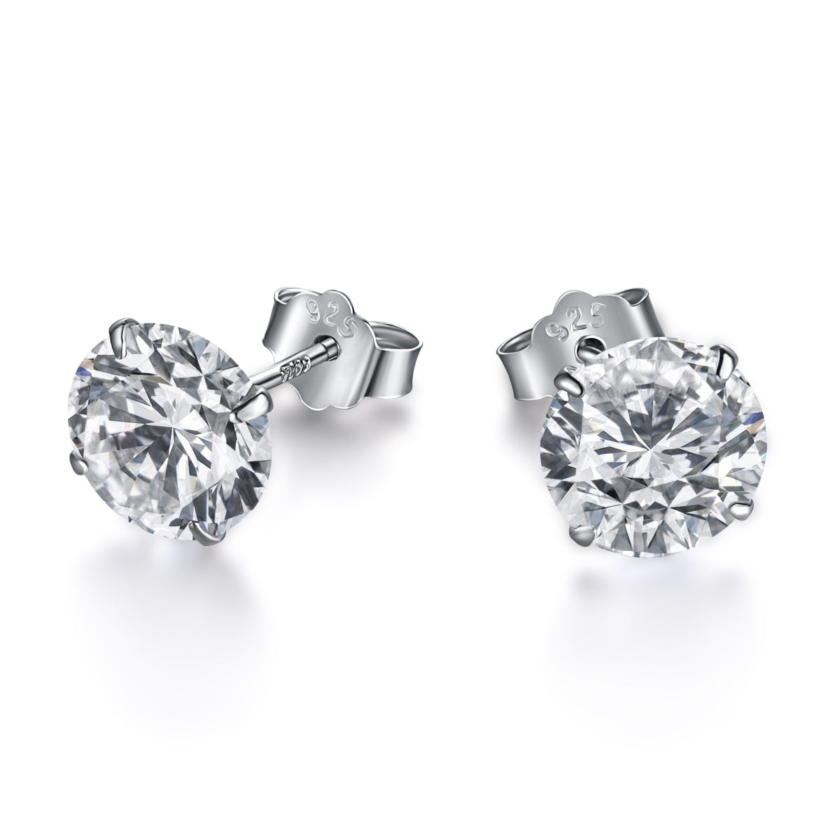 [LORA]Stylish Shiny Round Center Stone Stud Earrings