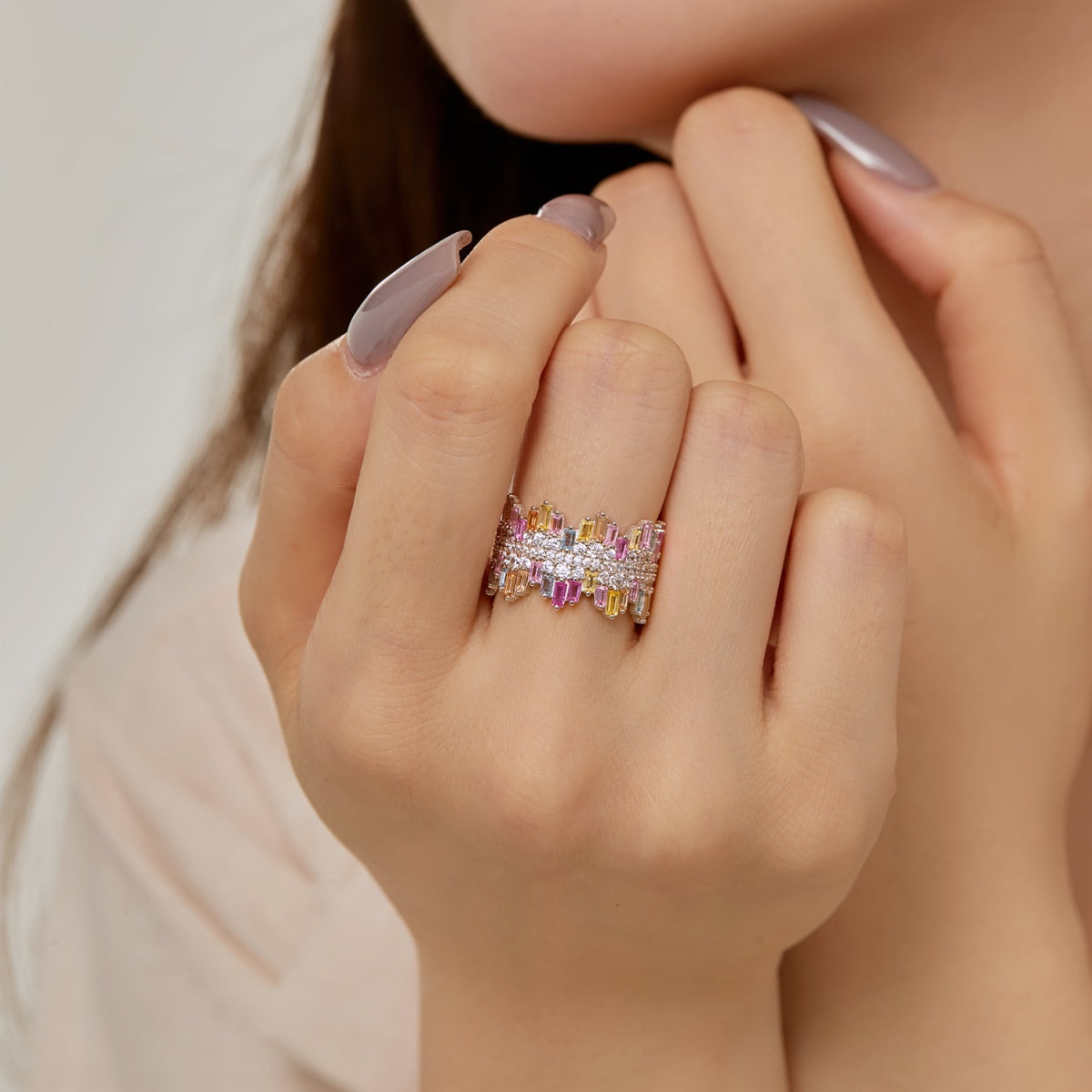[LORA]Luxurious Colorful Radiant Cut Daily Ring
