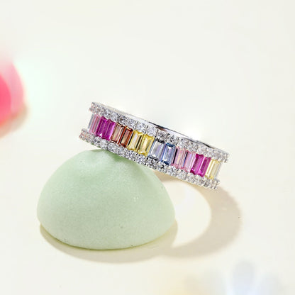 [LORA]Dainty Kaleidoscopic Emerald Cut Daily Ring